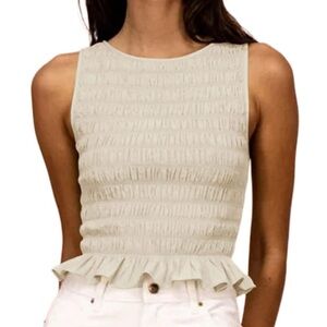 Sleeveless Cream Y2K top